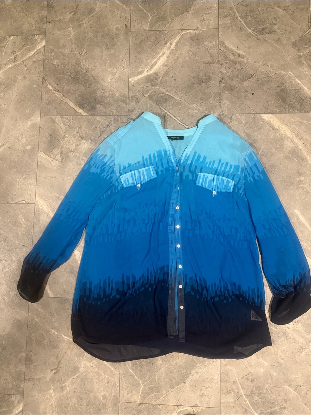 Blue Ombre Button-Up Swim Cover-Up